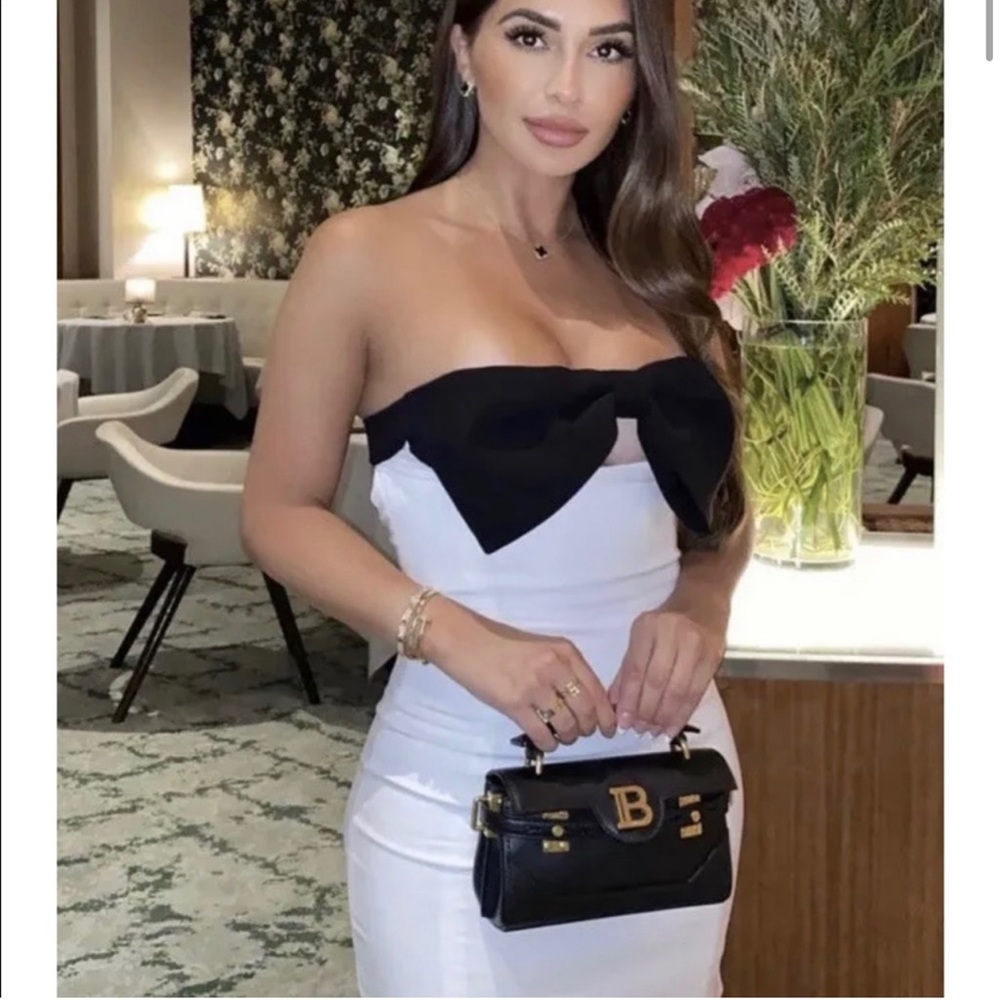 ZARA black and white bow dress